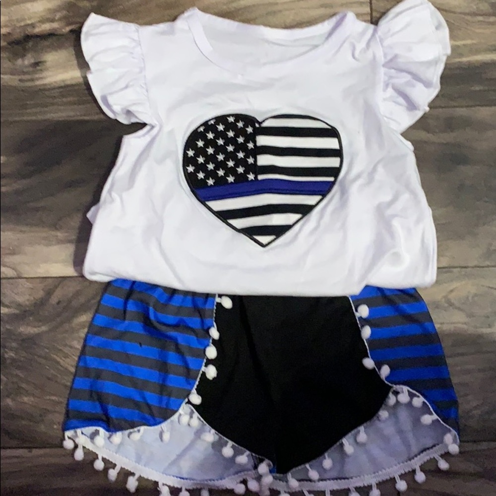 Thin blue line toddler shirt set